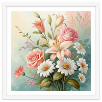 Elegant Pastel Floral Bouquet Illustration