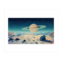 Alien Horizon: Saturn-Inspired Planetary Landscape (Print Only)