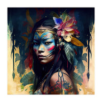 Floral Native Asian Warrior Portrait (Print Only)