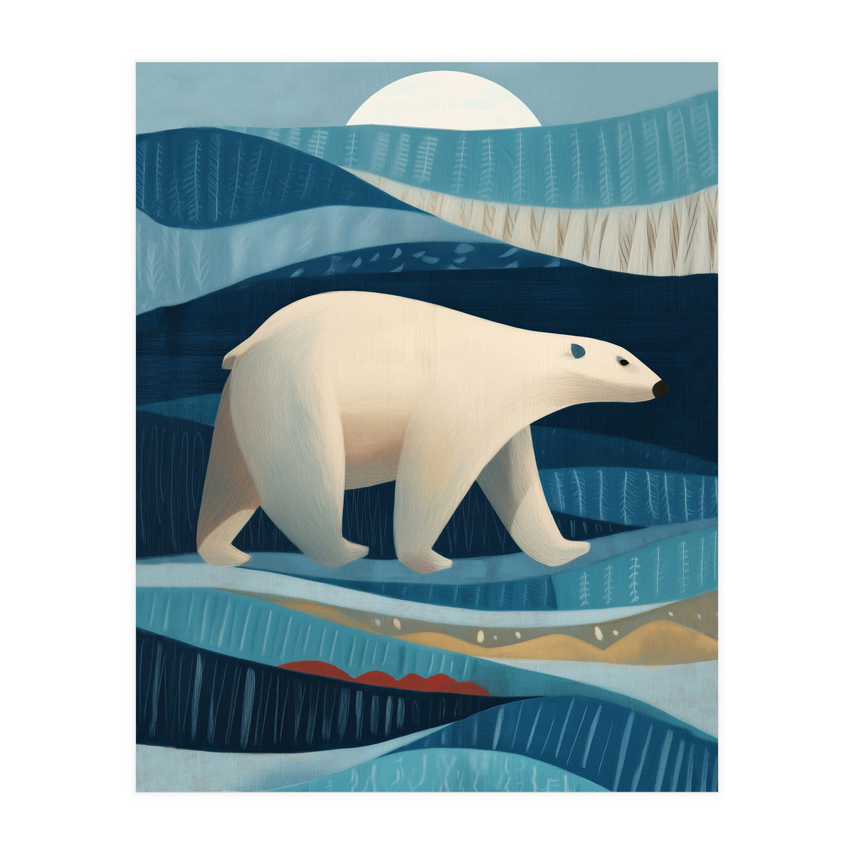 Polar Bear In The Blue Arctic (Print Only)