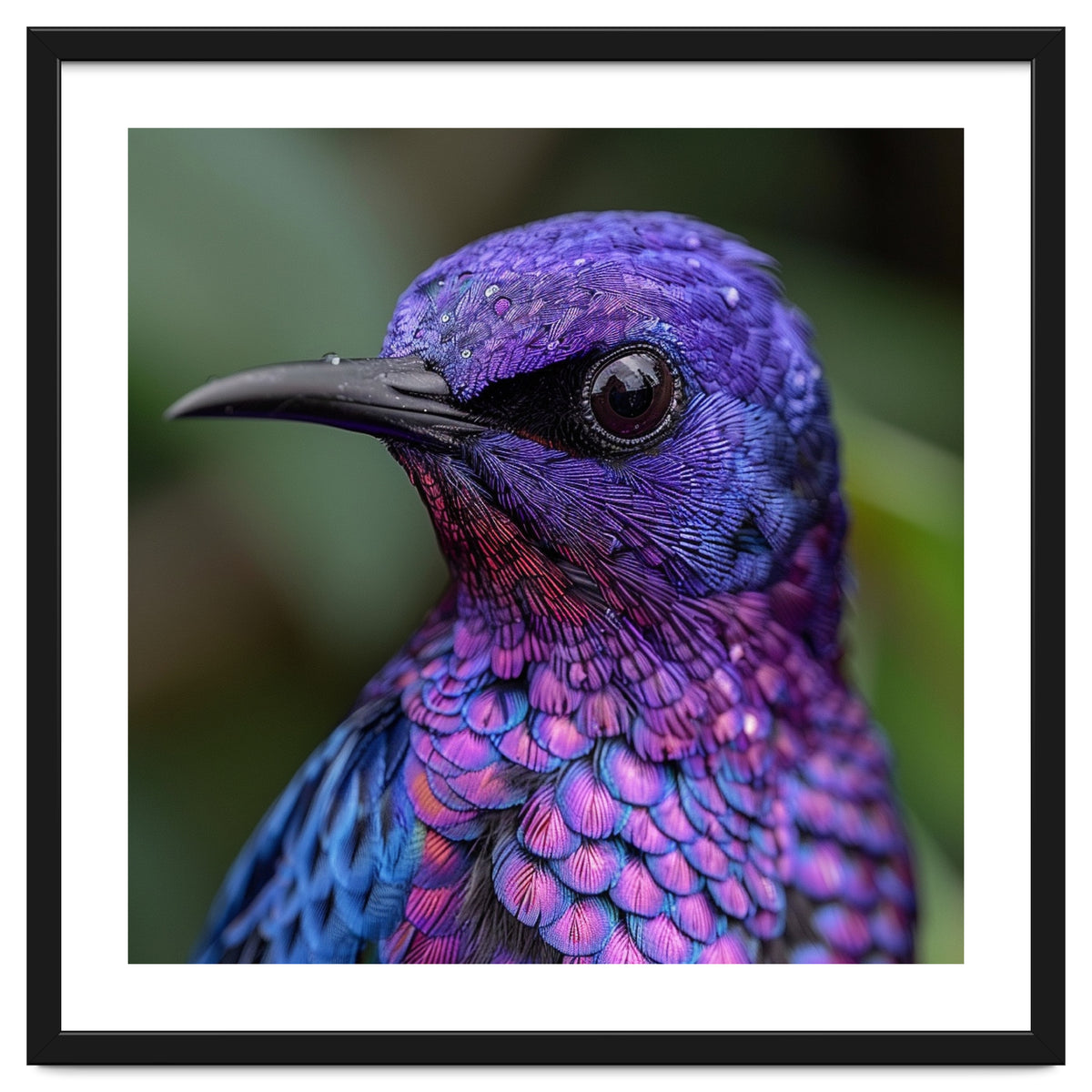Vibrant Purple Bird With Water Droplets