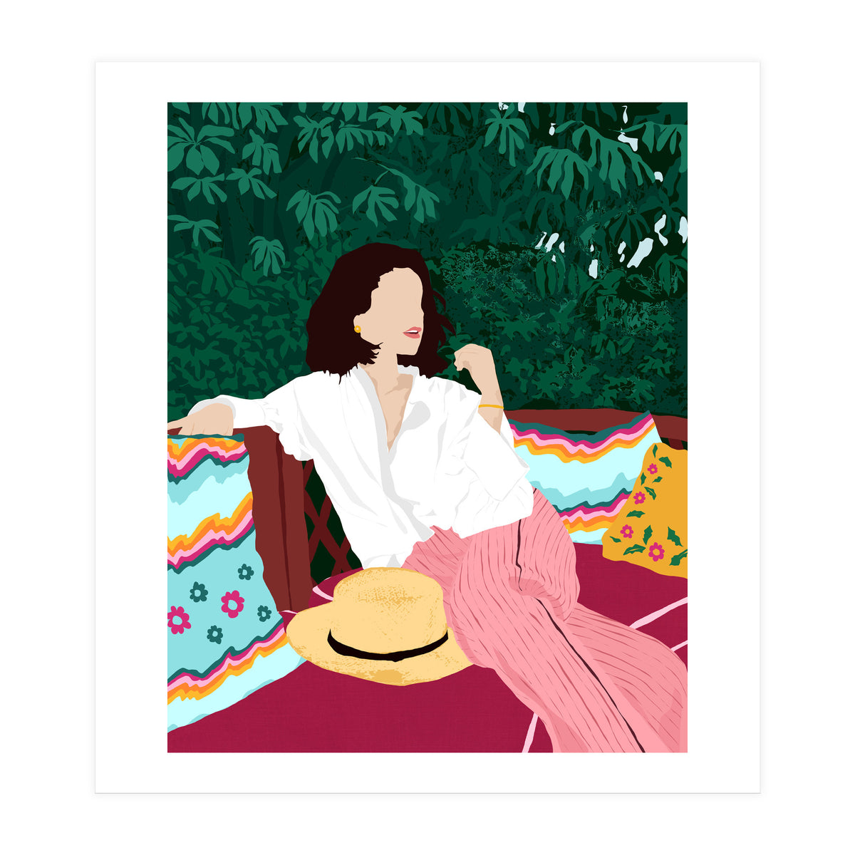 Bohemian Soul, Modern Boho Woman Decor Self Love, Self Care Portrait Fashion Patio Style Garden (Print Only)