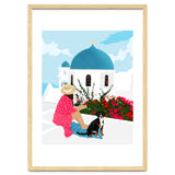 Greek Staycation, Pets Santorini Tropical Summer Travel, Dog White Buildings Architecture Fashion Bohemian thumbnail