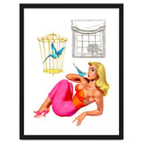 Pinup Girl With Two Birds thumbnail