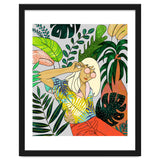 Spring Break, Tropical Bohemian Travel Line Art, Woman Fashion Palm Forest Jungle Watercolor Nature thumbnail