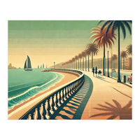 Vintage Coastal Promenade Poster (Print Only)