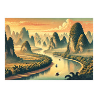 Vintage China, Guilin Karst Mountains Poster (Print Only)
