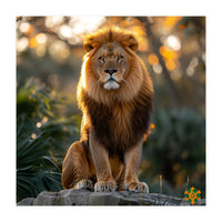 Majestic Lion Sitting On A Rock At Sunset (Print Only)