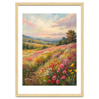 Serene Wildflower Meadow at Sunset Oil Painting