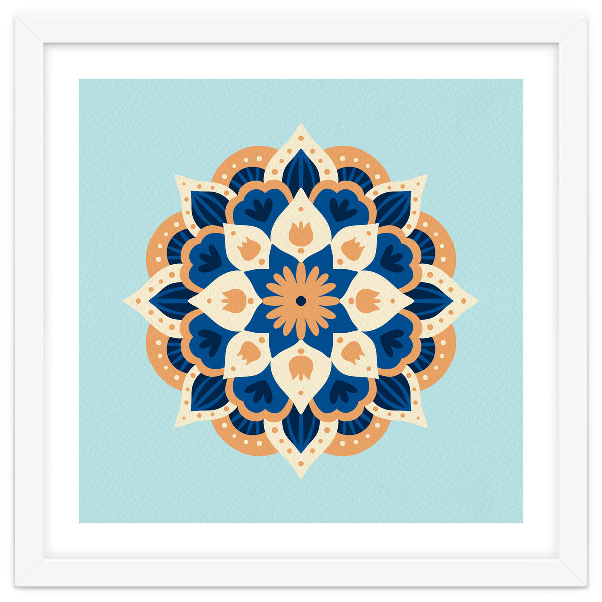 Mandala flower - orange and blue