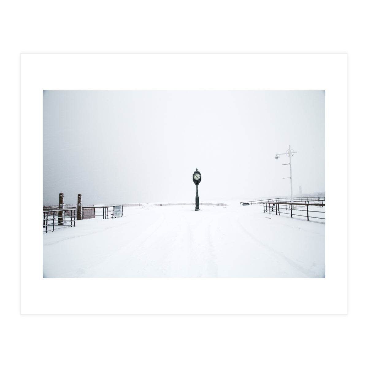 A clock tower in the snow beach (Print Only)