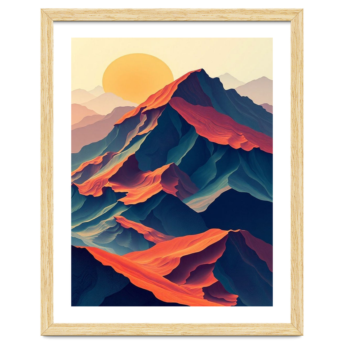 Dramatic Abstract Mountain Sunset Art