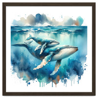 Mother And Calf Whales Watercolor
