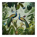 Vintage Exotic Asian Peacocks In Tropical Jungle Landscape (Print Only) thumbnail