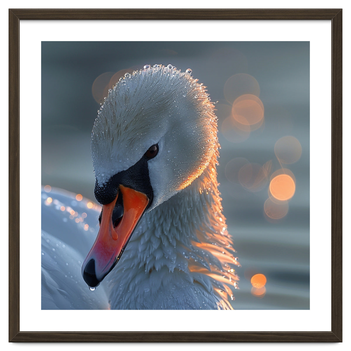 Close Up Of A Swan With Water Droplets