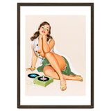 Sexy Pinup Woman Posing With Record Player thumbnail