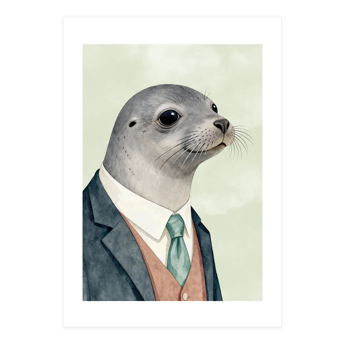 Seal Animal In A Suit  (Print Only)