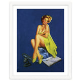 Sexy Pinup Posing With Green Towel thumbnail