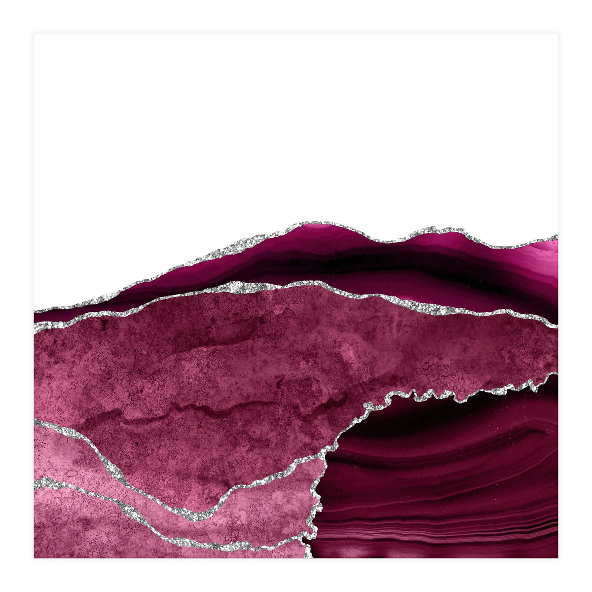 Burgundy & Silver Agate Texture 14  (Print Only)
