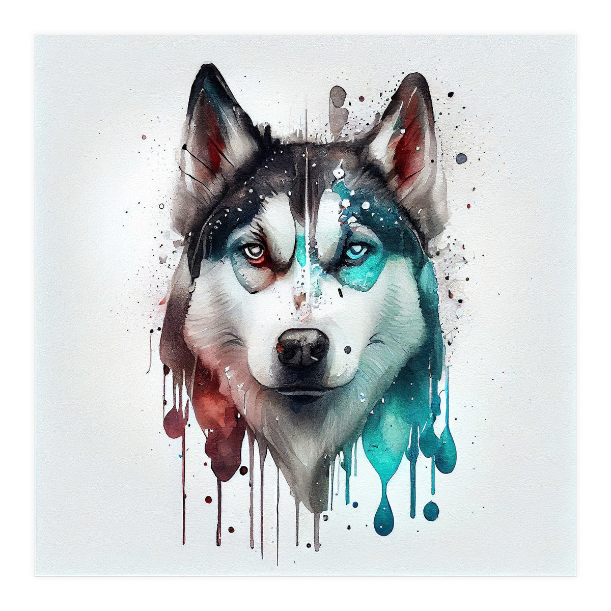 Watercolor Siberian Husky Dog (Print Only)