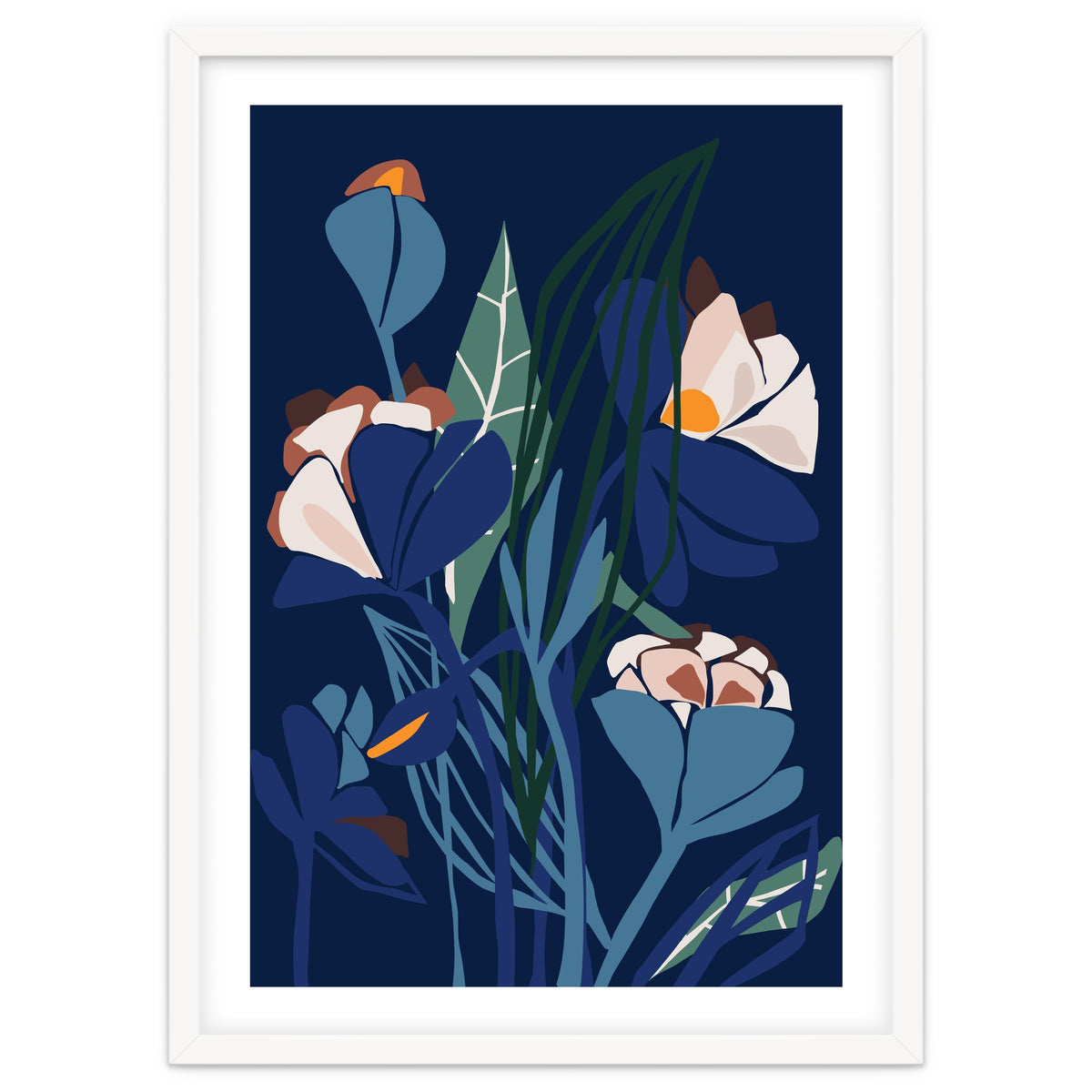 Florals At Night – Modern Illustration