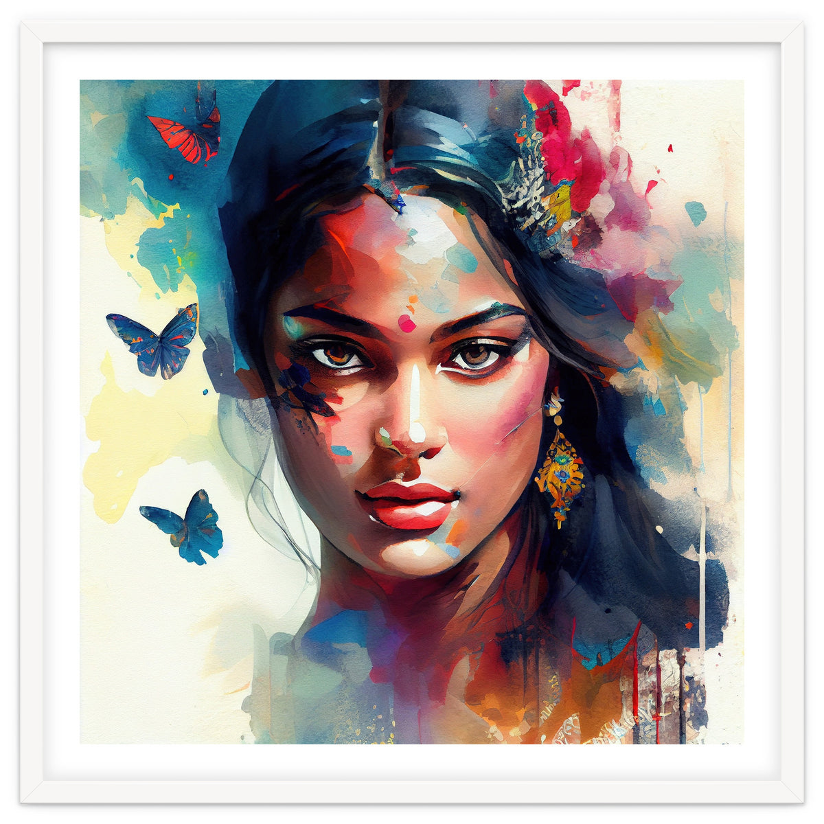 Azure Butterflies Hindu Portrait
