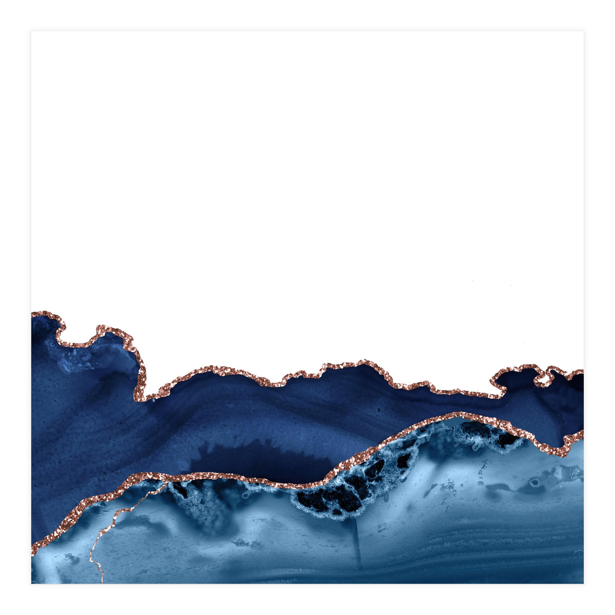 Navy & Rose Gold Agate Texture 26 (Print Only)