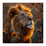 Majestic Lion In A Field Of Sunflowers (Print Only) thumbnail