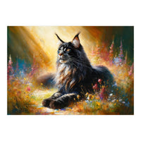 Majestic Lynx In Blooming Meadow (Print Only)