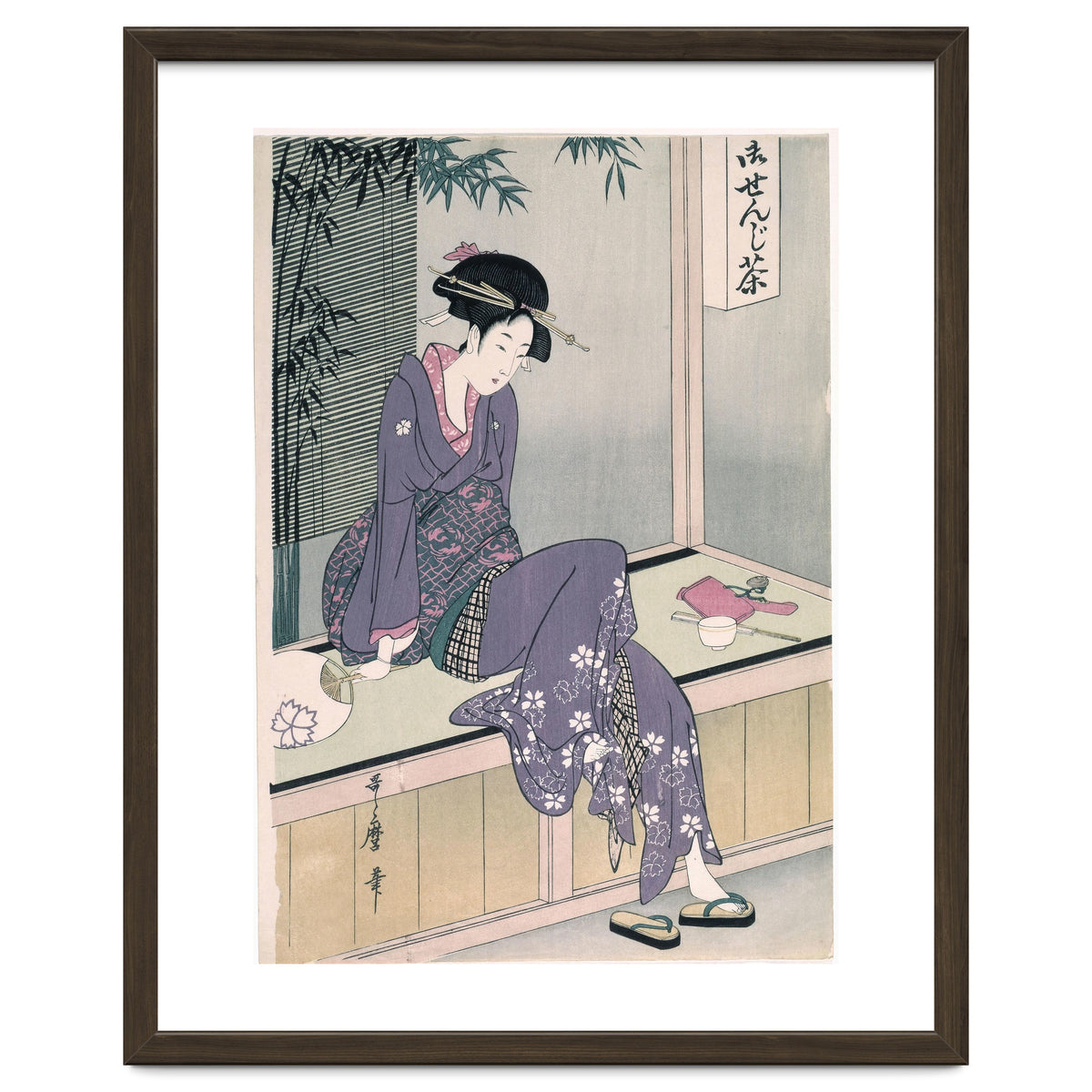 Kitagawa Utamaro (Copy) / 'Mujer sentada en una veranda', ca.  1798; 20th century, Japanese School.