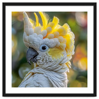 Yellow Crested Cockatoo Bird Close Up Portrait