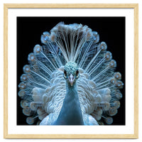 Majestic White Peacock Displaying Its Feathers