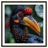 Close Up Of Helmeted Hornbill Bird In Rain thumbnail