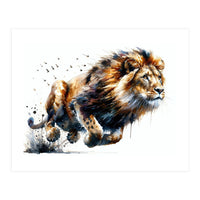 Dynamic Lion In Motion (Print Only)