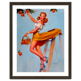 Pinup Sexy Woman Picking Oranges On A Tree Branch thumbnail