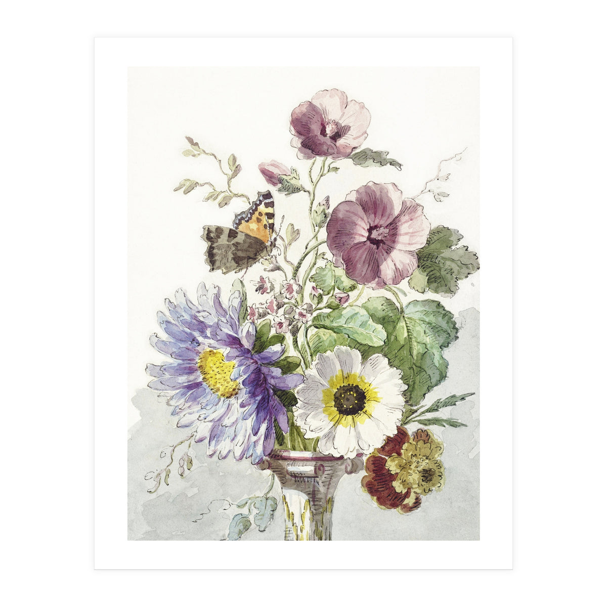 William van Leen – Bouquet of Flowers with a Butterfly (1763–1825) (Print Only)