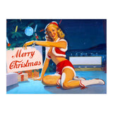 Pinup Girl In Santa Costume With Marry Christmas Sign (Print Only) thumbnail