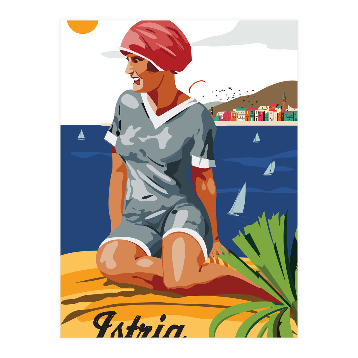 Istria, Swimmer on the Beach (Print Only)