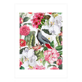 Vintage Cockatoo in Flower Jungle (Print Only) thumbnail
