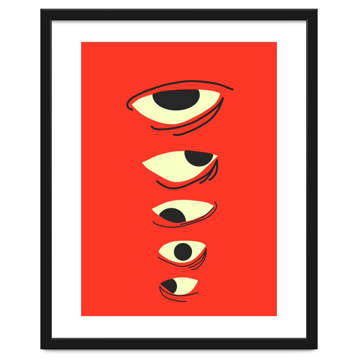 Abstract Eyes on Red Background