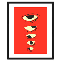 Abstract Eyes on Red Background