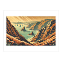 Vintage Cliffside Serenity Poster (Print Only)
