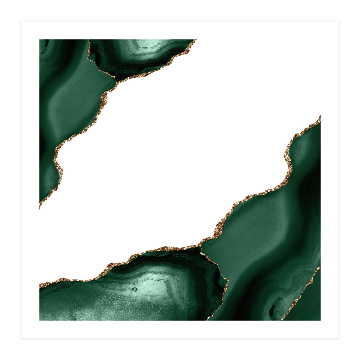 Emerald & Gold Agate Texture 16 (Print Only)