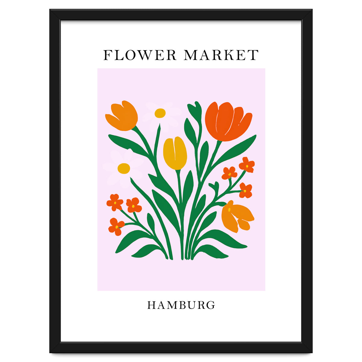 Hamburg Flower Market - Vibrant Modern Folk Art Print