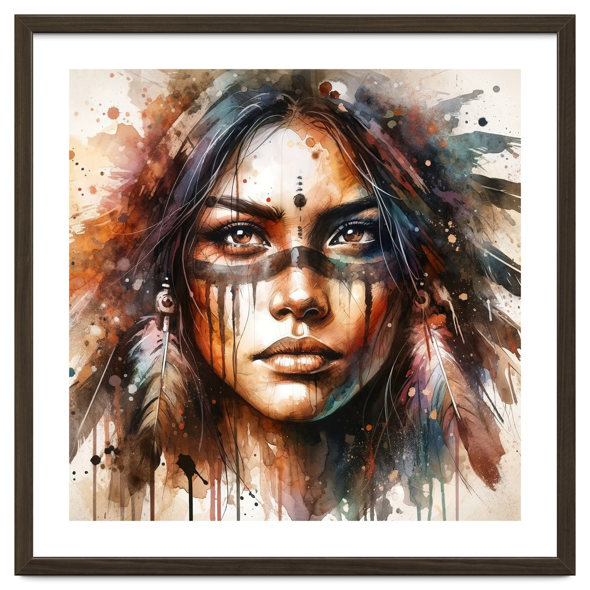 Powerful Tribal Warrior Woman Masked Gaze