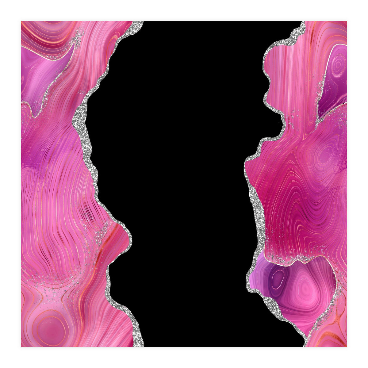 Magenta & Silver Agate Texture 02  (Print Only)