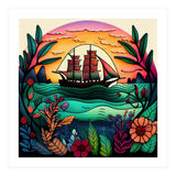 Folk Sunset Sailing Ship (Print Only) thumbnail