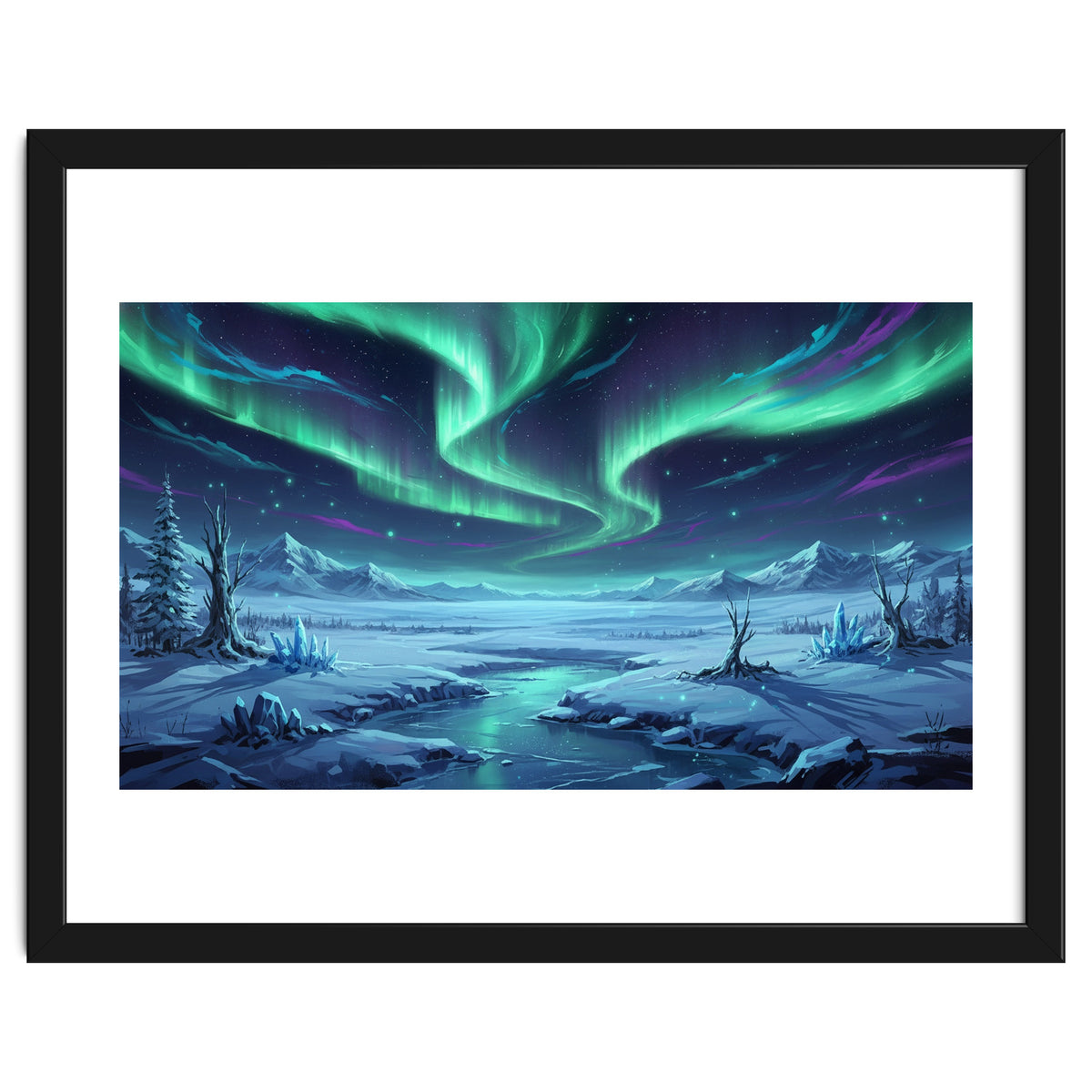 Arctic Glow: Northern Lights Winter Landscape