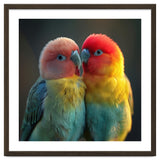 Lovebirds Perched Together Vivid Colors thumbnail