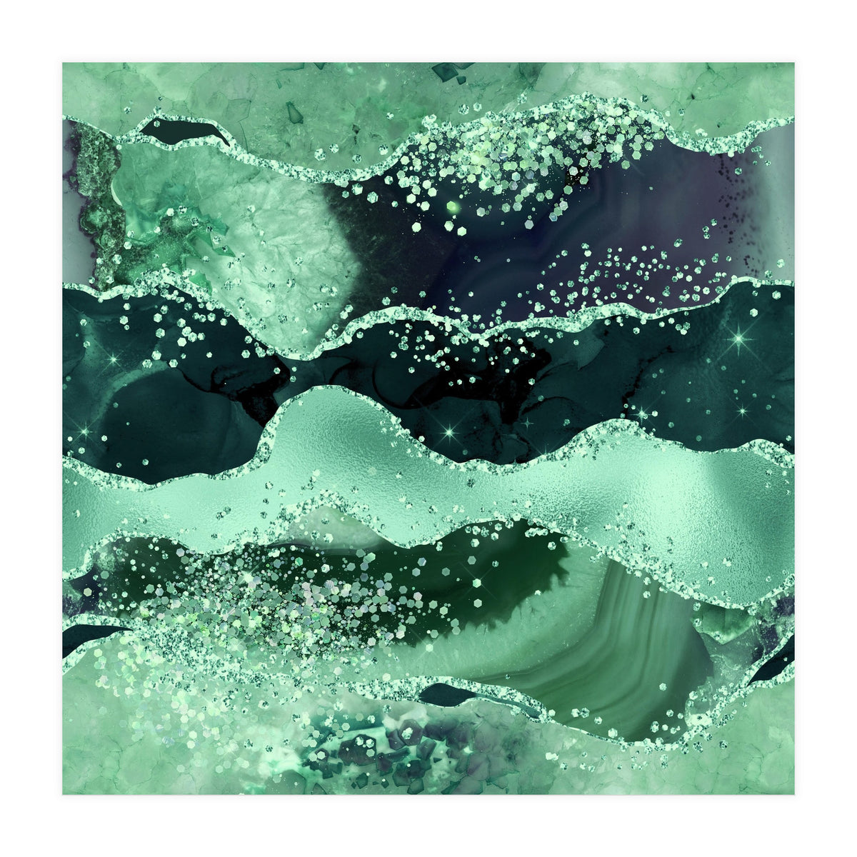 Emerald Glitter Agate Texture 06  (Print Only)